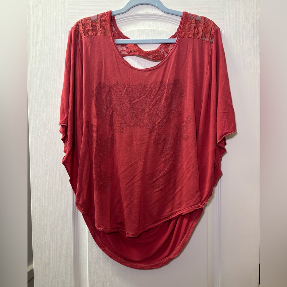 Free People Scarlet Lace Accent Top